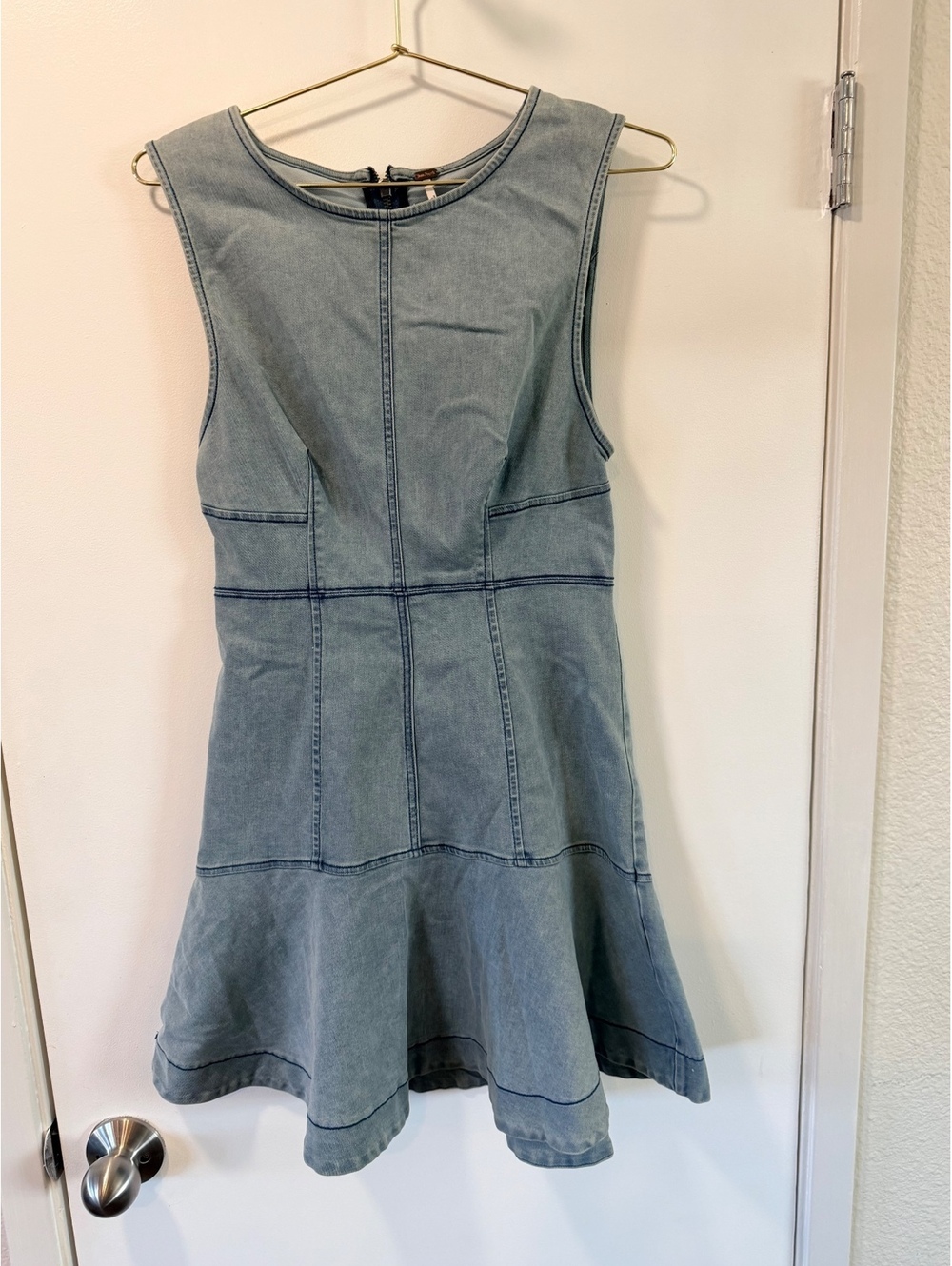 Free People Alex Denim Mini Dress Ocean Spray Blue Size 2 Fit & Flare